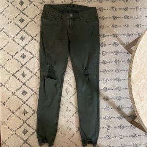 Dear John Olive skinny stretch jeans with rips